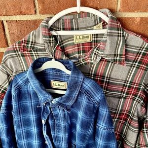 Two Vintage LL Bean Men’s Medium flannel.